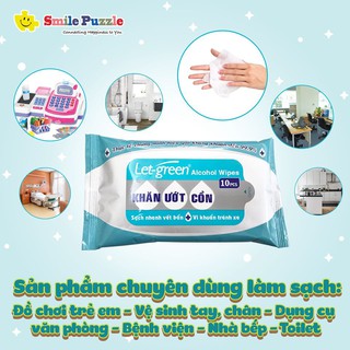 Khăn ướt cồn - Let Green (1 bịch 10 tờ)