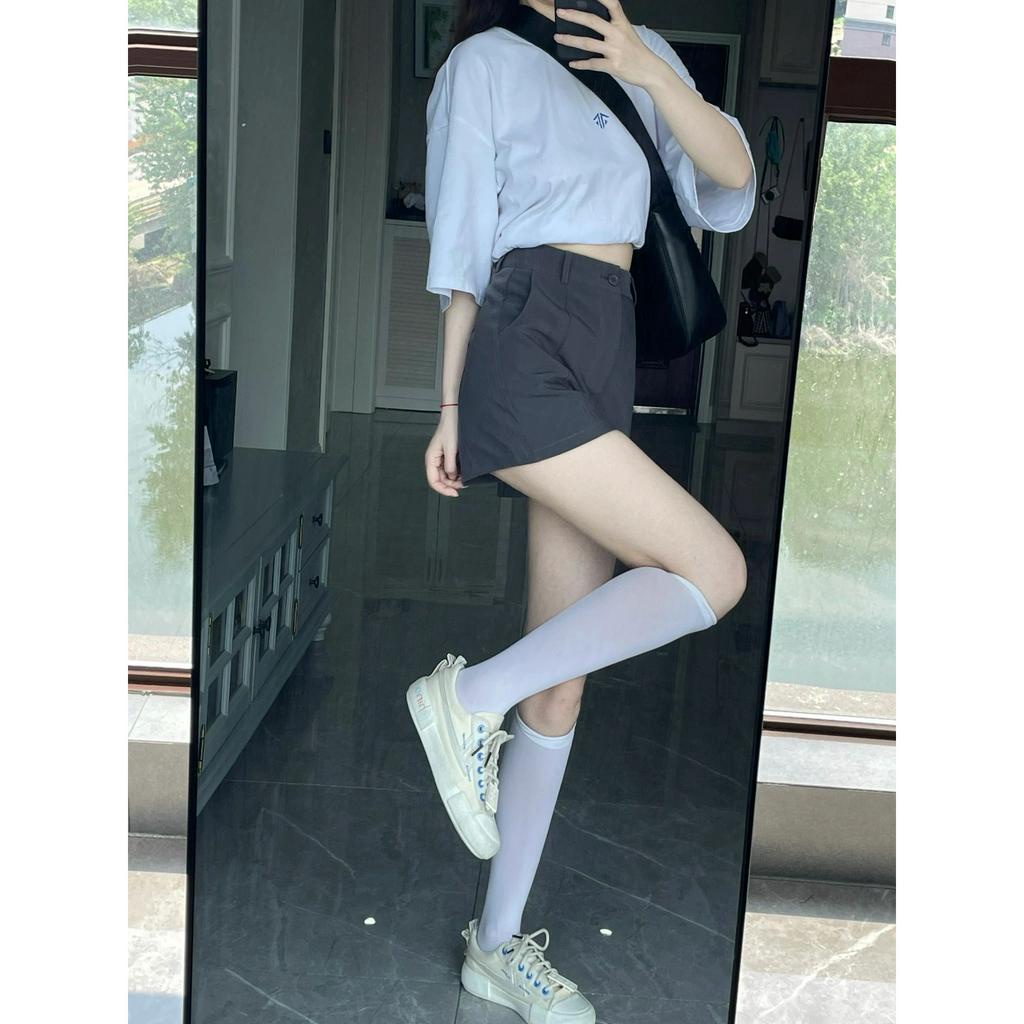 Quần ngắn ống rộng Màu Xám Thời Trang Mùa Hè Dành Cho Nữ