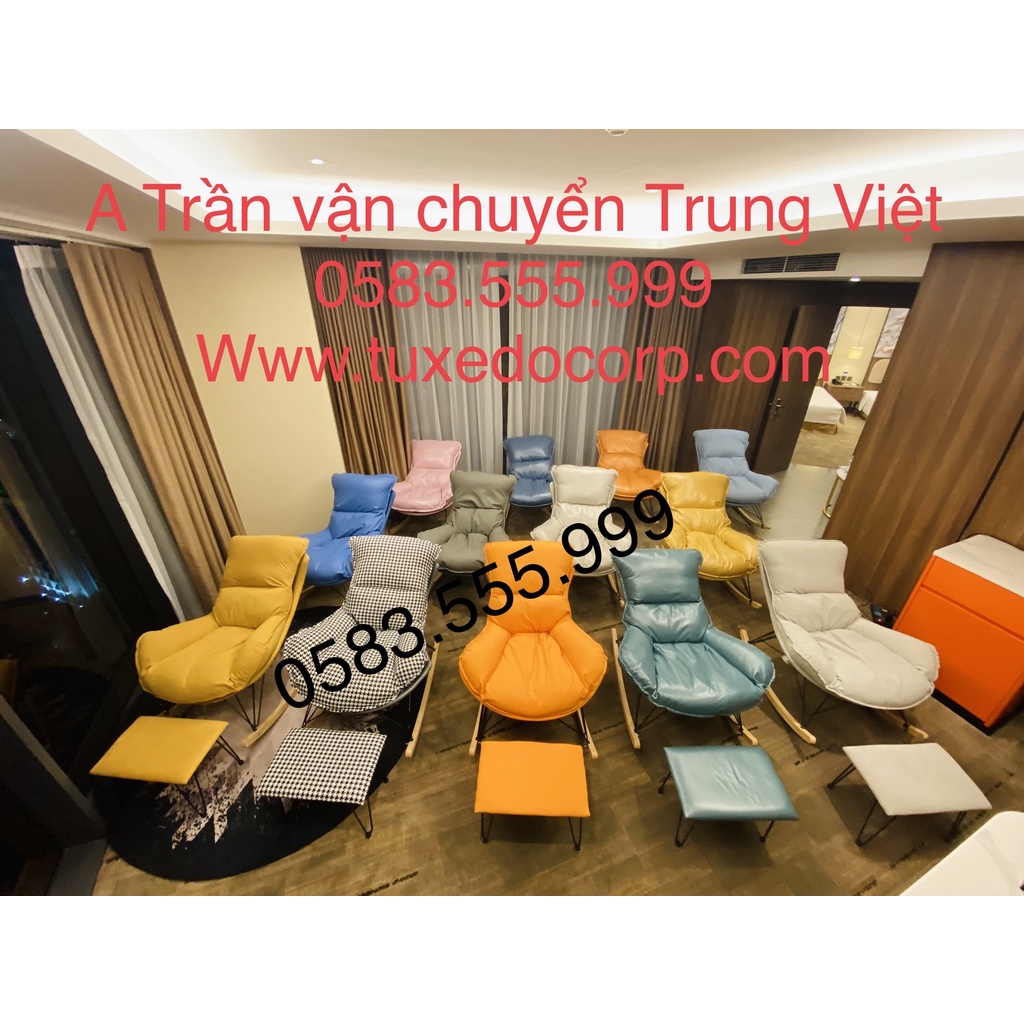 Ghế bập bênh thư giãn nệm kẻ caro - Mua 1 tặng 1