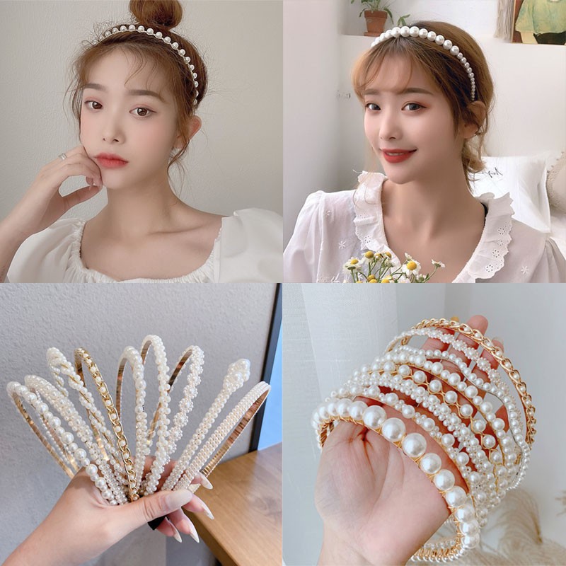 Bờm tóc đính đá siêu sang ngọc trai nhân tạo cho nữ - chất liệu cao cấp, thời trang Hàn Quốc