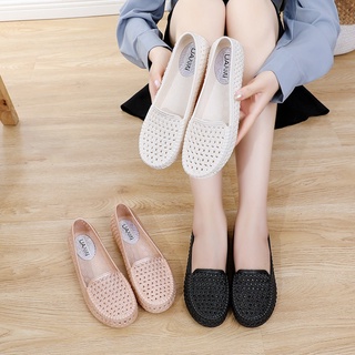 Giày Búp Bê Nhựa Đi Mưa Chống Trơn Trượt Có Lỗ Thoáng Khí Nhiều Màu Sắc Dành Cho Phái Nữ