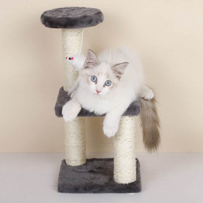 Cây Cào Móng 3 Tầng trụ cào móng (Cattree) Có Đệm Nằm Và Đồ Chơi Cho Mèo (CM3) TATA PET