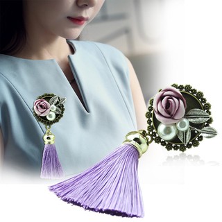 Cài áo Hoa Hồng bằng vải lụa handmade mã 17