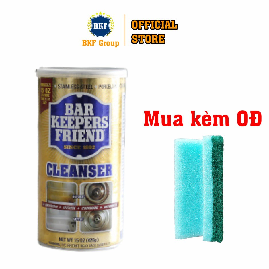 Bột tẩy rửa đa năng BKF - Đánh lư đồng, tẩy rỉ sét inox, sứ ố vàng, cặn canxi kính - Hũ 425g - NK Mỹ