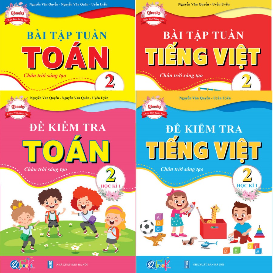 Sách - Combo Bài Tập Tuần và Đề Kiểm Tra Toán - Tiếng Việt Lớp 2 - Chân Trời Sáng Tạo - Học Kì 1 (4 cuốn)