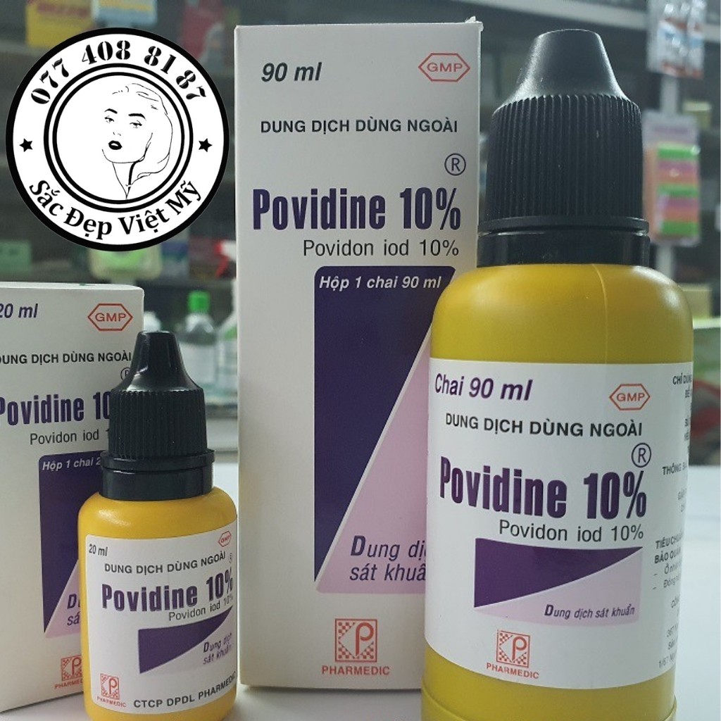 Dung Dịch Vệ Sinh Vết Thương Povidine 10% Chai 20ml, 90ml Dạng Cồn Đỏ