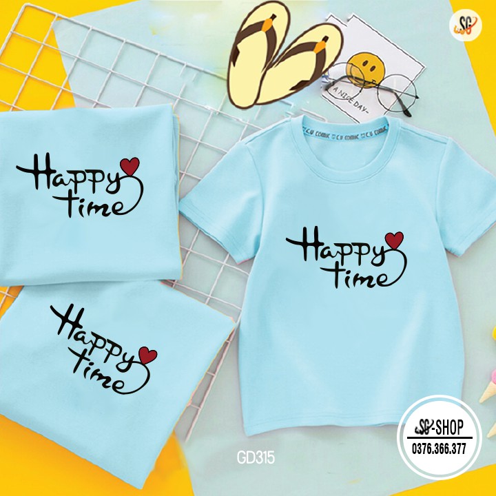 Áo gia đình Happy Time đồng phục gia đình 3/4/5 người thun cotton mềm mịn có nhiều màu GD315BM | WebRaoVat - webraovat.net.vn