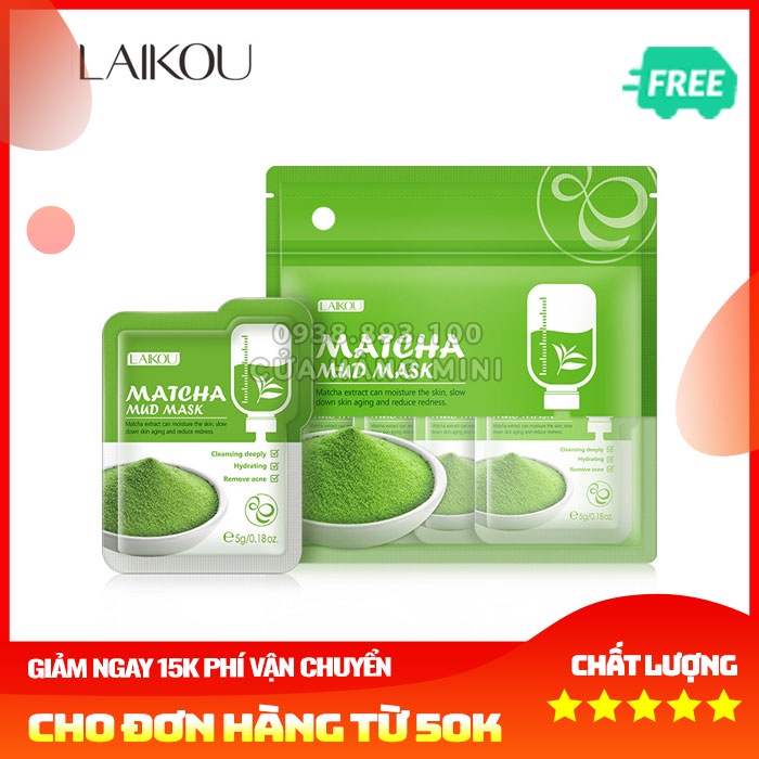 Túi 12 Gói Mặt Nạ Bùn Trà Xanh Laikou Matcha Mud Mask