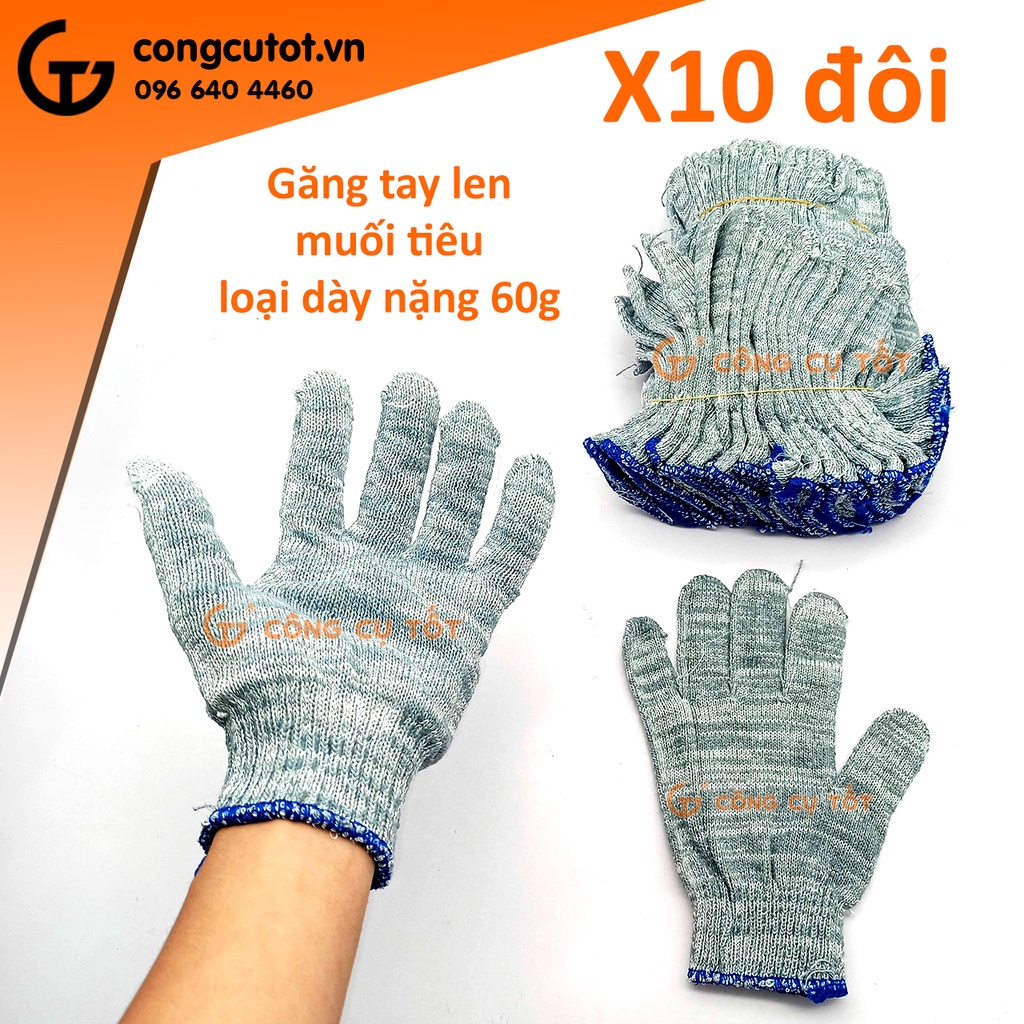 Lố 10 đôi găng tay bảo hộ sợi len