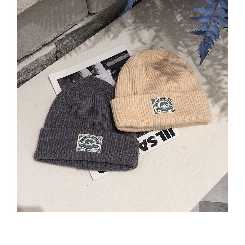 Mũ Len Nam Nữ Tag Vuông Phong Cách Nón Len Beanie Thời Trang Hàn Quốc Nhiều Màu Sắc Vinatge Chất Len Dày Siêu Ấm Áp