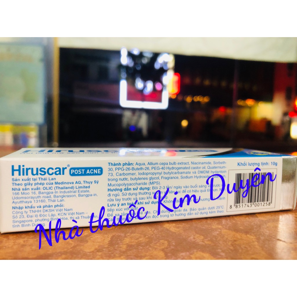 Hiruscar Post Acne 10g -gel bôi sẹo và mờ thâm do mụn