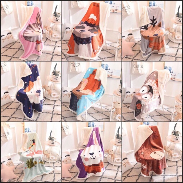 Chăn lông cừu cho bé mang đi học -Kích thước 1Mx1M4