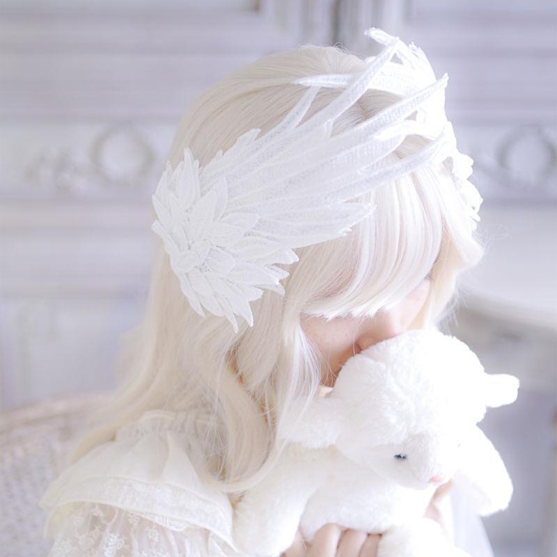 Kẹp Tóc Hình Cánh Thiên Thần Màu Trắng Đen Phong Cách Gothic Cho Nữ