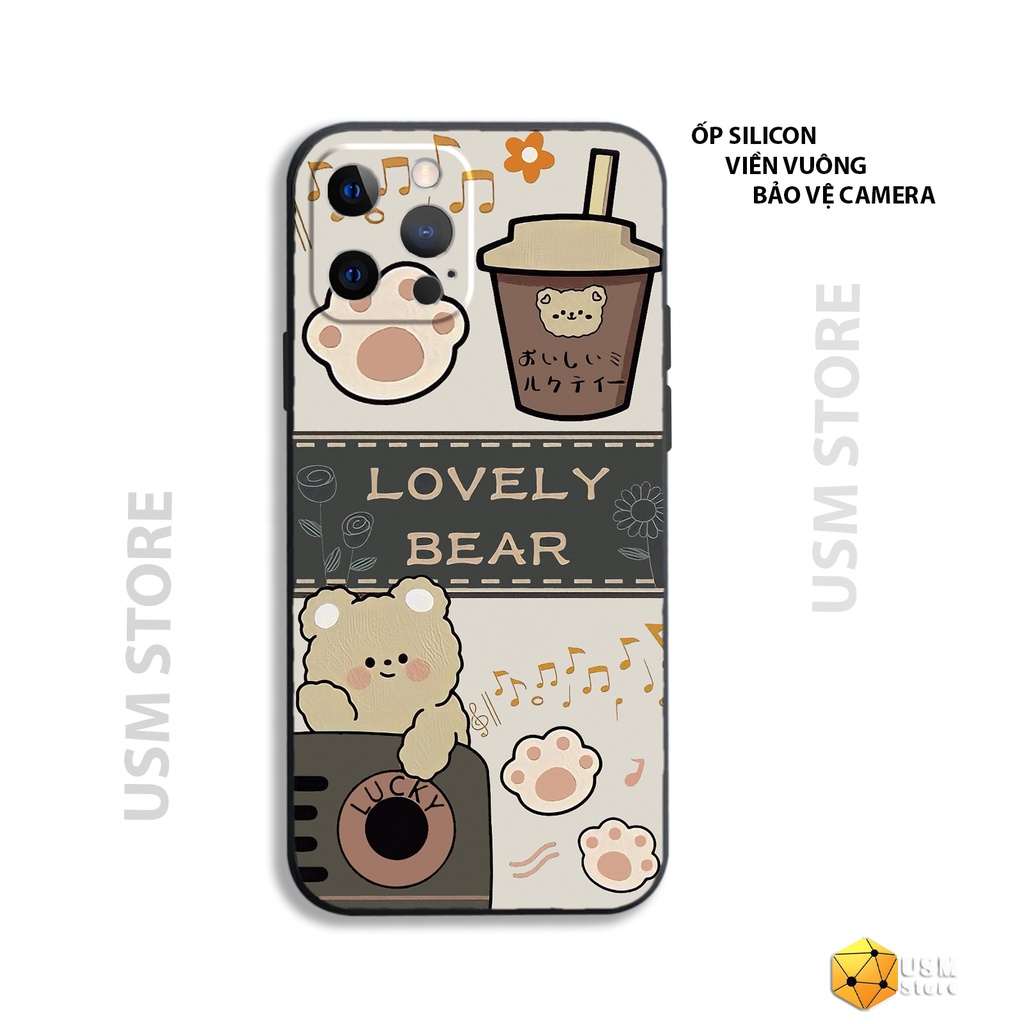 Ốp lưng iphone 11/11Pro/11Promax/12/12Pro//12Mini//12 Pro/12Promax/13/13pro/13Promax có viền bảo vệ camera,in hình bear