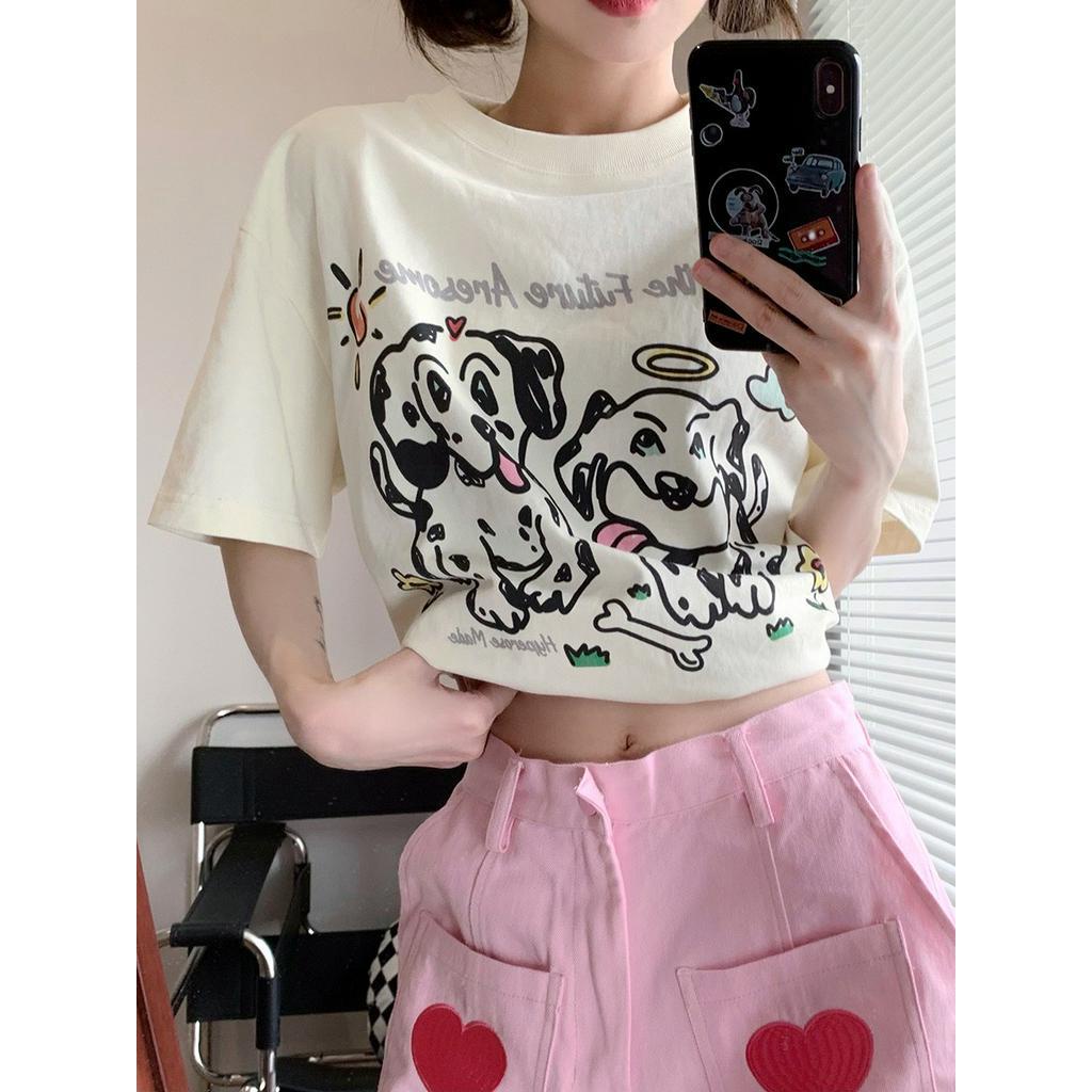 Áo Thun Cotton Nguyên Chất Dáng Rộng Ngắn Tay Thời Trang Mùa Hè 6357