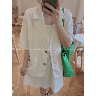 set váy dây kèm blazer