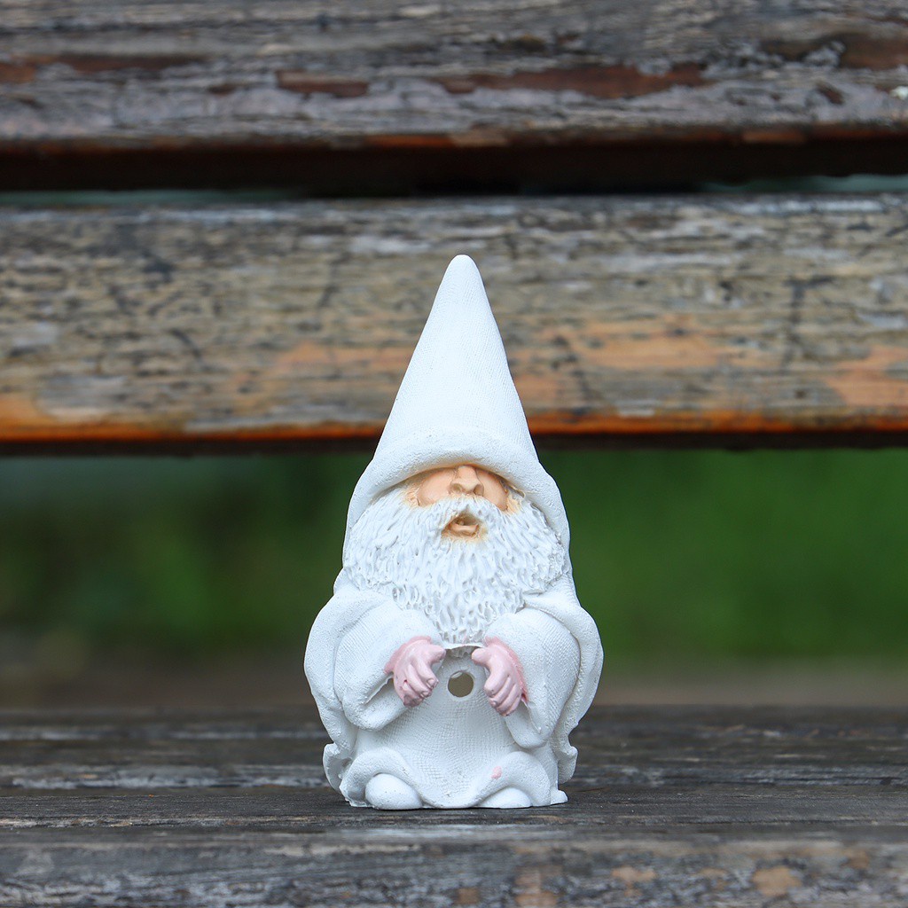DAPHNE Smoking Dwarf Poly Resin Statue Indoor And Outdoor Little Man Sculpture Gnome Statue White Amusing Lawn Decoration Interior And Exterior Decor Garden Funny Dwarf