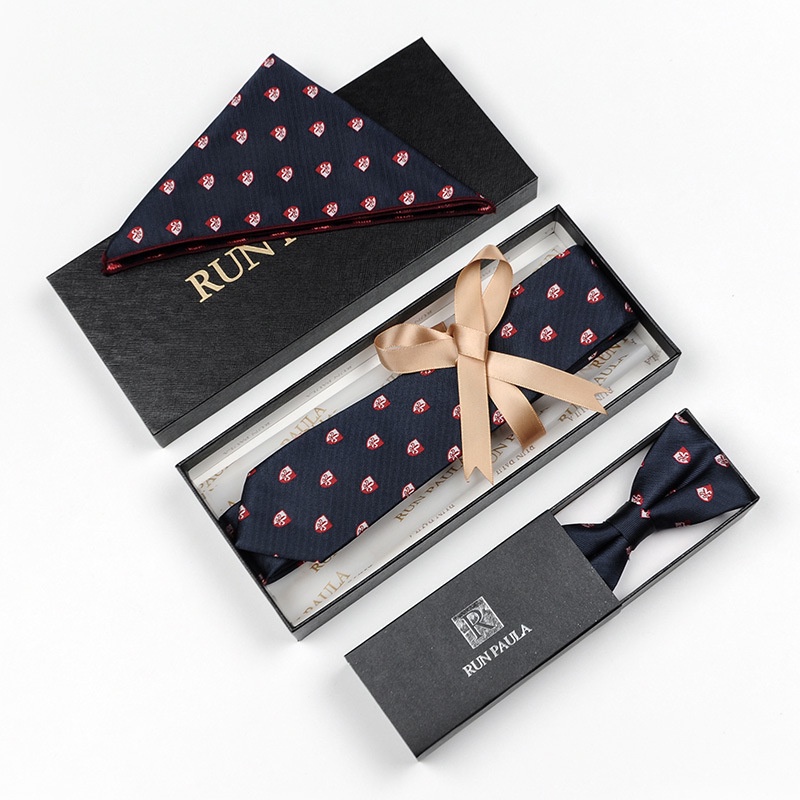 Set Cà Vạt + Khăn Tay Bỏ Túi Áo Vest + Nơ Cài Cổ Áo Lịch Lãm Cho Nam