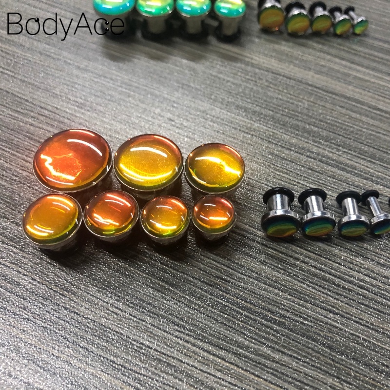 Khuyên Tai Nong Lỗ Bằng Thép Không Gỉ 2-16mm Màu Xanh Dương Kính