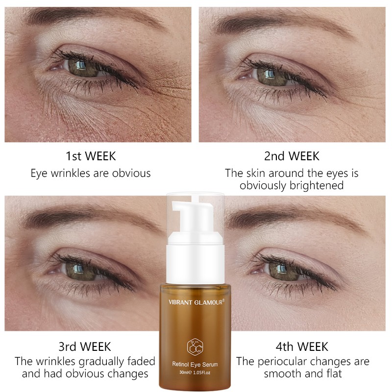 Serum dưỡng da mắt Vibrant GLAMOUR bổ sung Collagen Vitamin A hoạt tính dưỡng ẩm làm trắng da chống lão hóa 30ml | BigBuy360 - bigbuy360.vn