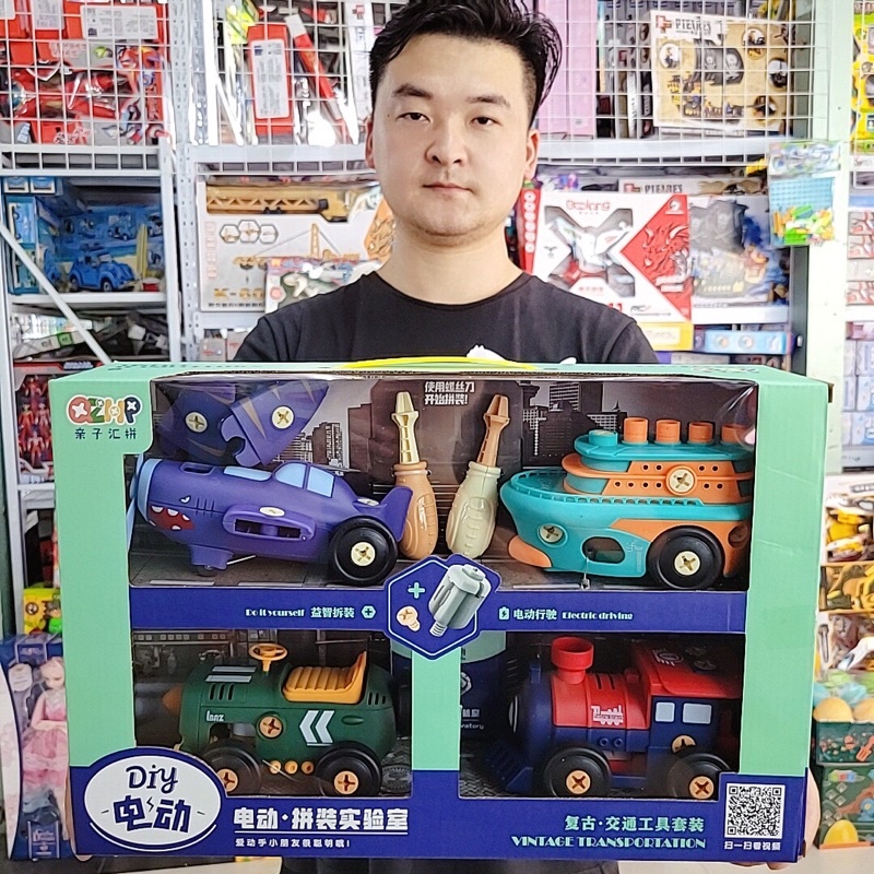 Đồ chơi lắp ráp 4 xe phương tiện rento loại to kèm tua vít siêu ngầu cho bé