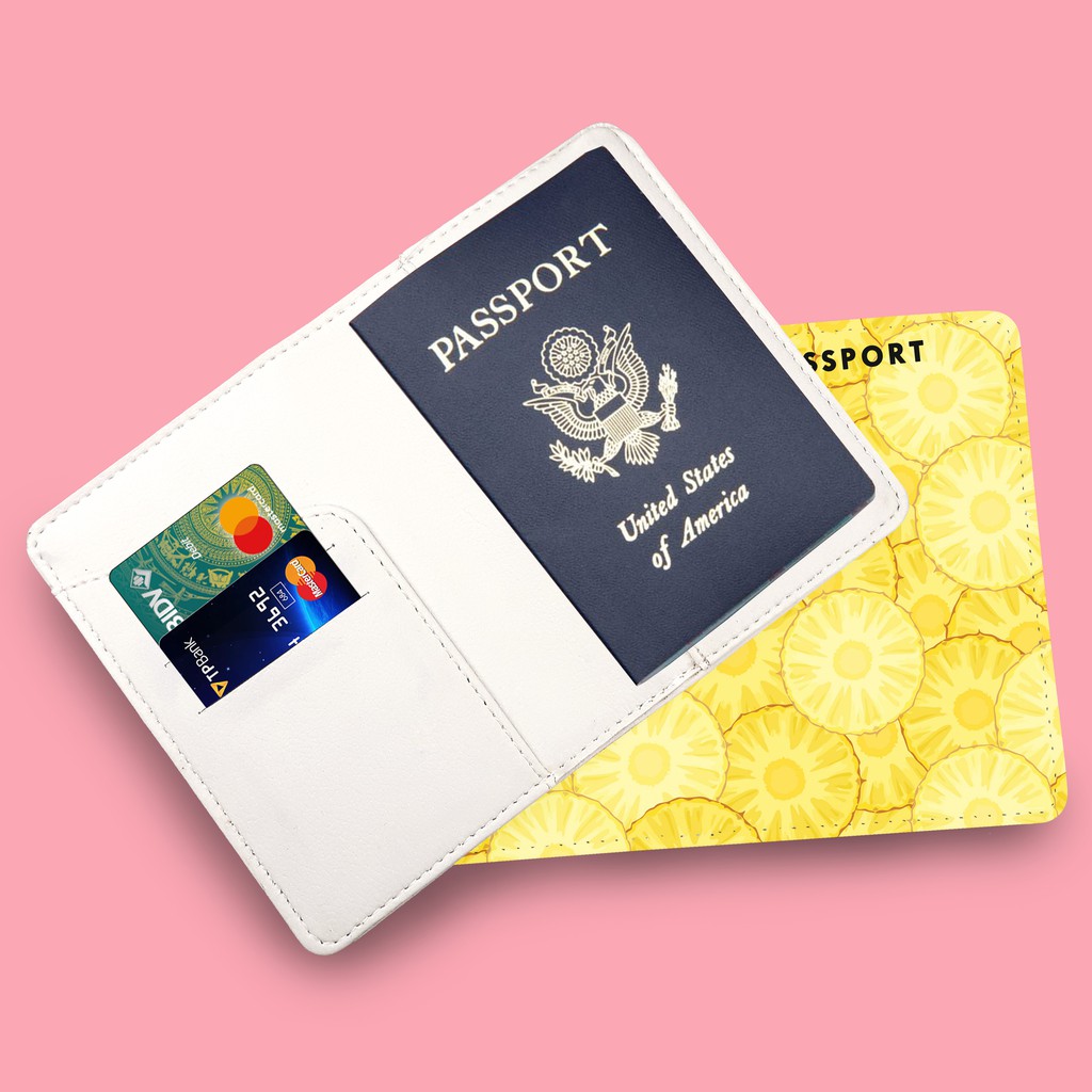 Ví Đựng Hộ Chiếu TRÁI THƠM - PINEAPPLE- Bao Da Passport Du Lịch Và Thẻ Phụ Kiện Cute - Passport Cover Holder - PPT166