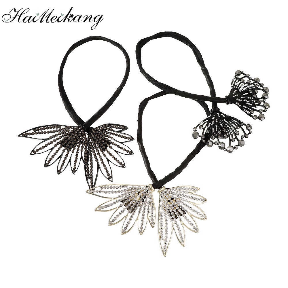 Dây buộc tóc HAIMEIKANG hình quạt đính đá thời trang cho nữ