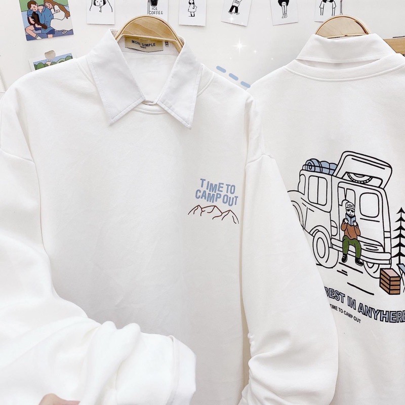 Áo Sweater Nỉ Lót Bông TIME Unisex | BigBuy360 - bigbuy360.vn