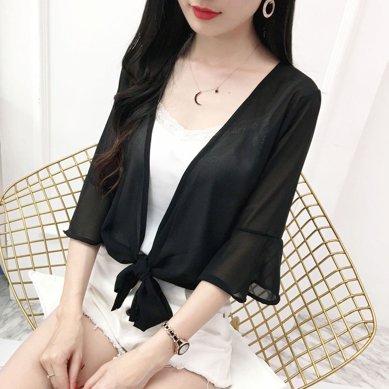 Áo Khoác Voan Mỏng Ngắn Tay Chống Nắng Thời Trang Mùa Hè Dành Cho Nữ