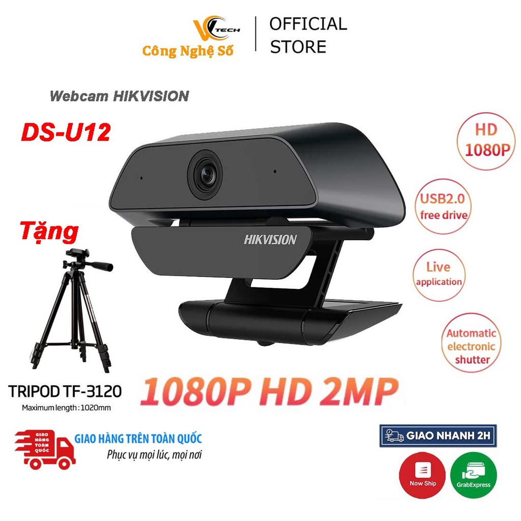 Webcam Máy tính Hikvision DS-U12 full HD 1080P- hình ảnh siêu nét 1920 × 1080 | Bảo hành 12 tháng