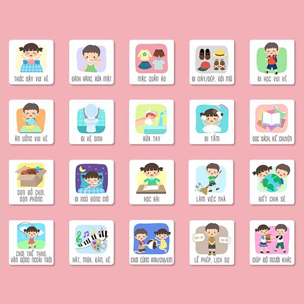 Bảng khen thưởng kích thước 38x40cm, 20 thẻ hoạt động, 42 stickers ngôi sao