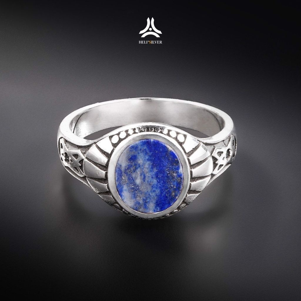 Nhẫn bạc nam HeliSilver Gothic Lapis Lazuli