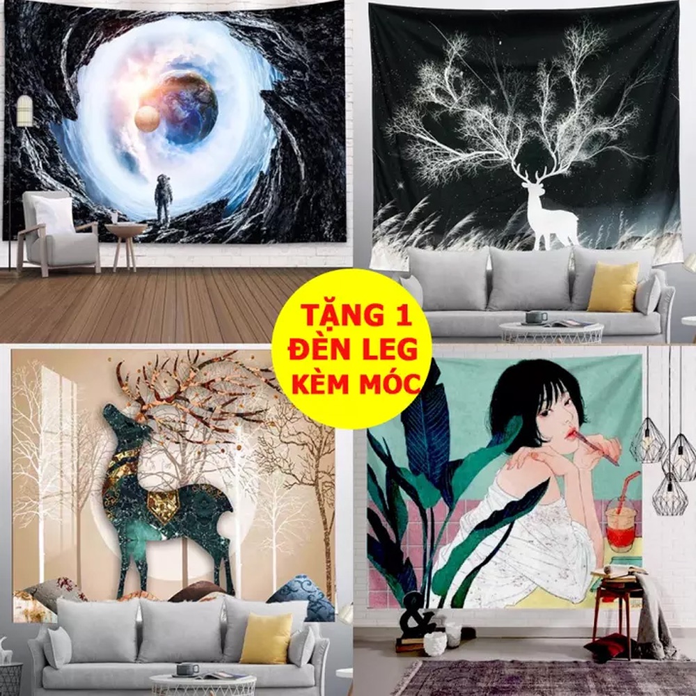 [Hàng Loại 1] Vải treo tường -thảm treo tường -Decor vintaghe anime có in hình theo yếu cầu (150x130cm, TẶNG móc treo)