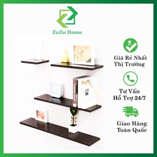 COMBO 3 kệ thanh ngang treo tường kết cấu giấu chân ZuZu Home dài 40,50,60cm, sâu 15 cm (kèm phụ kiện)
