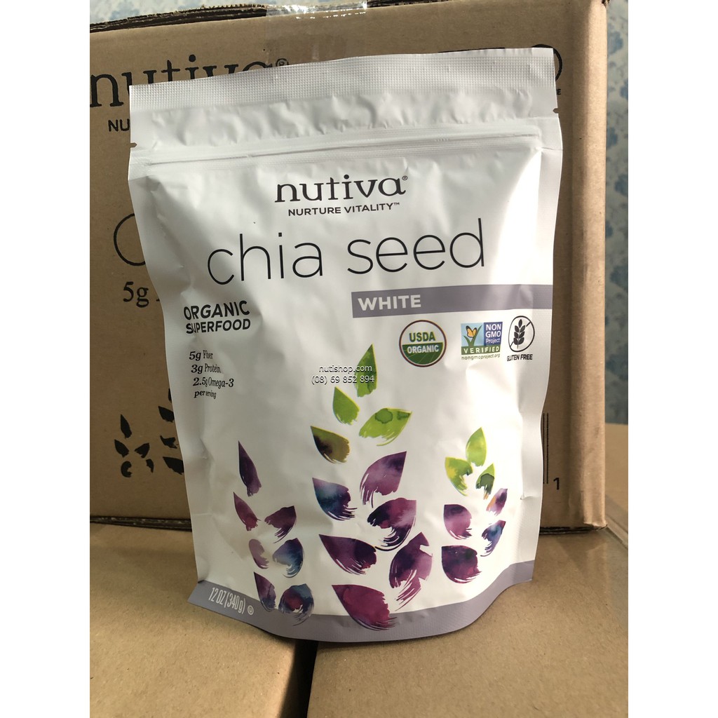 Hạt chia mỹ Nutiva Trắng Organic White Chia Seeds 343g