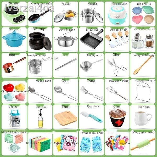 Bếp mini nấu ăn thật trọn bộ đồ cho trẻ em, dụng cụ chơi được, dùng nhà nhỏ thật, quà tặng sinh nhật bé gái