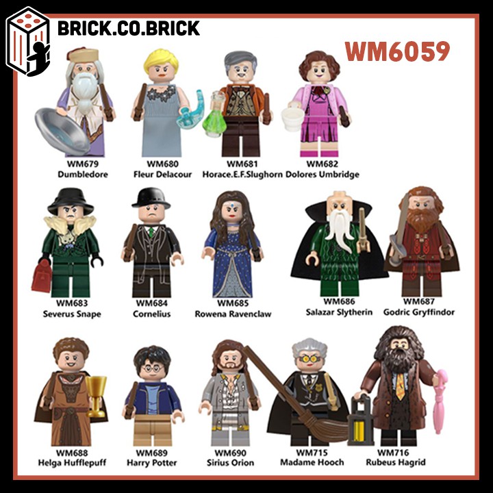 WM6059- Bộ 2 Non Lego Minifigures trong Harry Potter - Đồ chơi Lắp ghép Xếp hình Mini Mô hình: Dumbledore, Hagrid