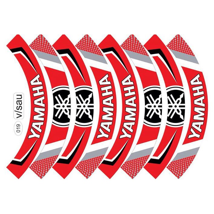 Tem Dán Vành full 2 bánh 16 miếng Đen Đỏ Yamaha