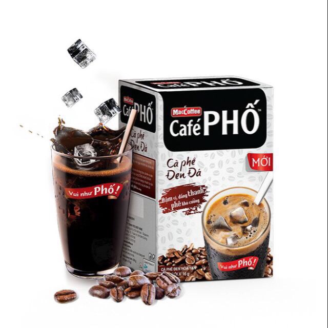 Hộp Cafe Phố Đen Đá 10 Gói * 16gr Maccoffee