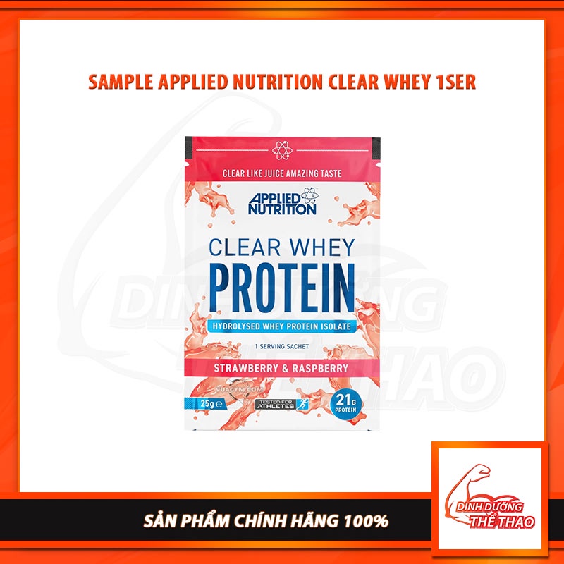 CLEAR WHEY PROTEIN MÙI VỊ TRÁI CÂY HÃNG APPLIED NUTRITION GÓI 1 LẦN DÙNG KHỬ HOÀN TOÀN MÙI VỊ SỮA