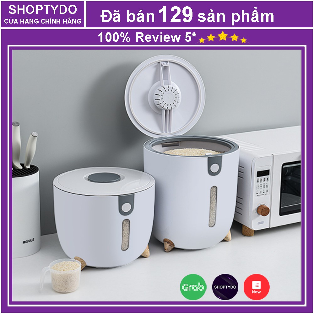 Thùng đựng gạo thông minh 10 - 15kg chất liệu nhựa PP cao cấp, hũ gạo nắp nhựa kháng khuẩn chống ẩm mốc tuyệt đối