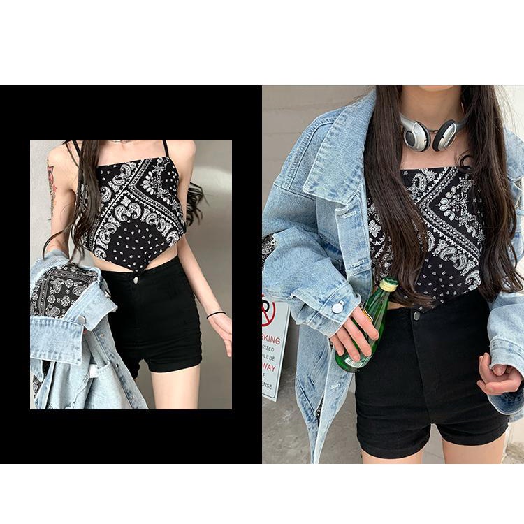 Quần Short Denim Lưng Cao Phong Cách retro Hợp Thời Trang