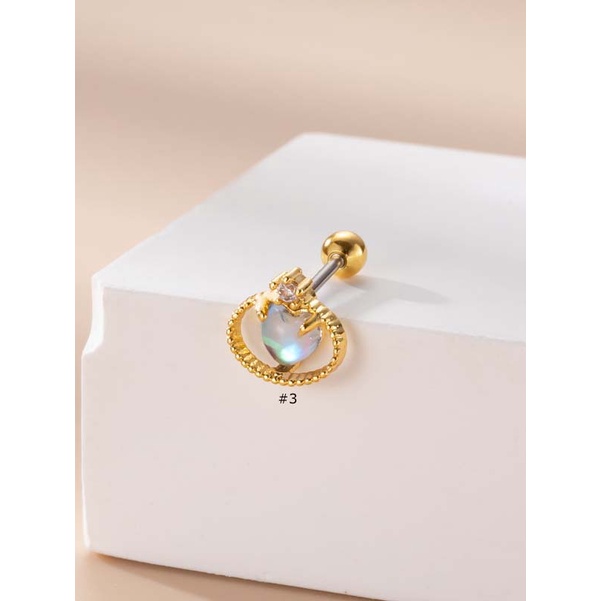 1 Khuyên Tai Hình Trái Tim Bằng Thép Không Gỉ 316L