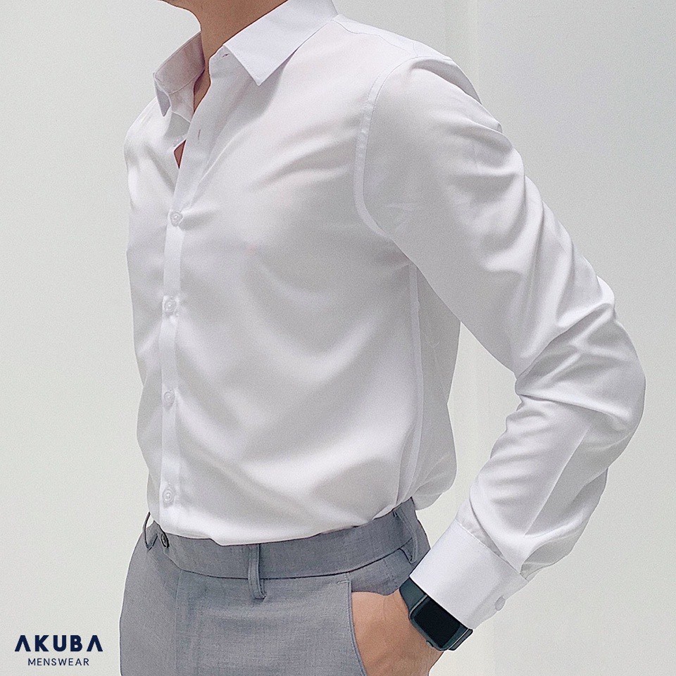 Áo sơ mi lụa POCA áo dài tay nam kiểu dáng body lich lãm và sang trọng ( SMLH ) - sp 2