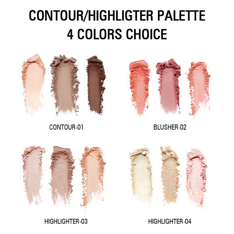 Bảng phấn tạo khối/ má hồng/ bắt sáng 3 màu nhãn hiệu | BigBuy360 - bigbuy360.vn