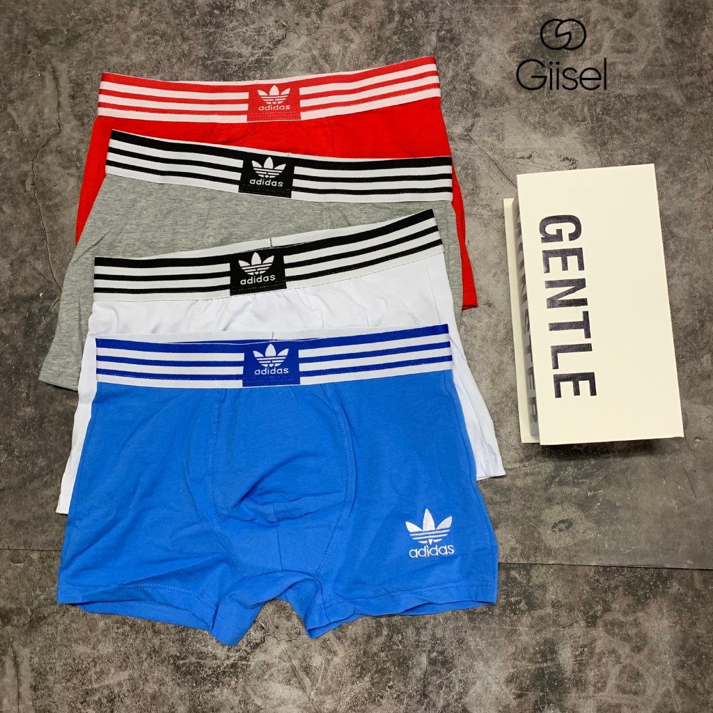 Quần lót nam - DÁNG SỊP ĐÙI BOXER cotton co giãn - 5 màu - Mã logo thêu D02