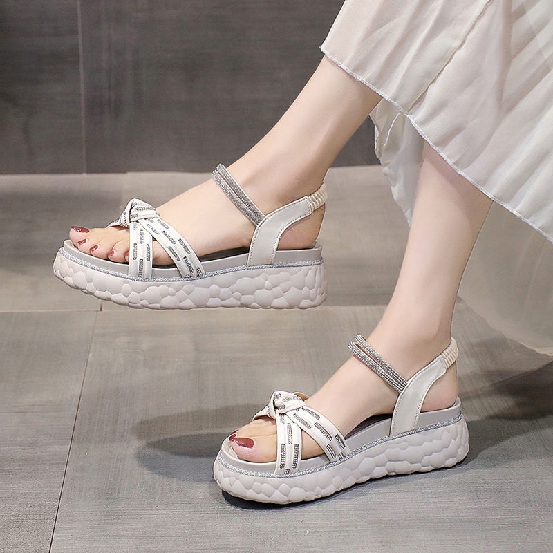 Xăng đan Đế Xuồng Dày 5.5cm Phong Cách Pháp Thời Trang Mùa Hè Hàng Mới Cho Nữ