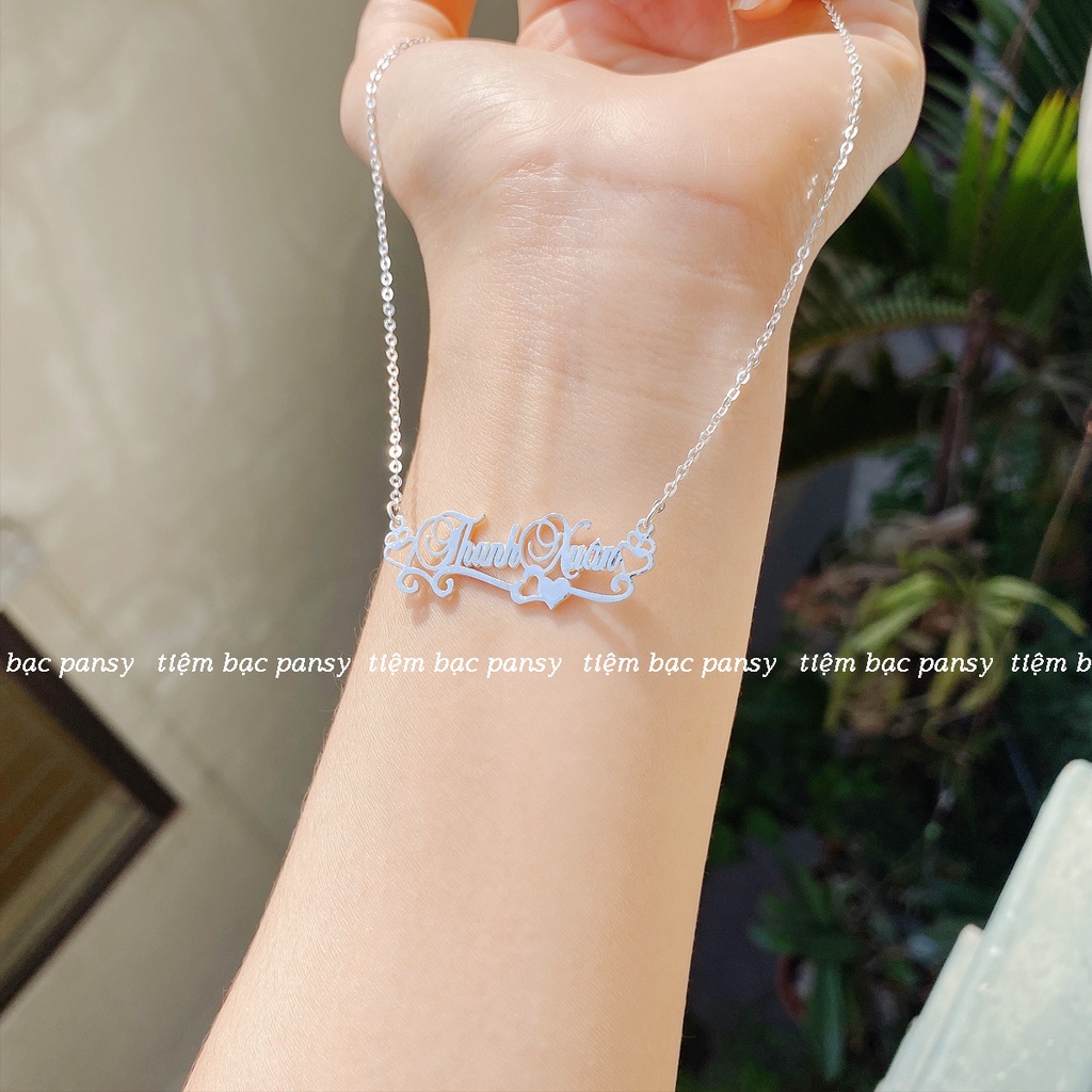 Dây chuyền bạc nữ PANSY khắc tên theo yêu cầu, vòng cổ khắc chữ bằng bạc ta cao cấp