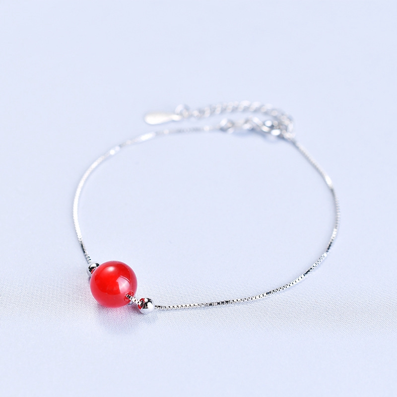 Strawberry Natural Crystal Women's Bracelet Single Circle Peach Blossom Bead Transfer Jewelry Simple Crystal Jewelry