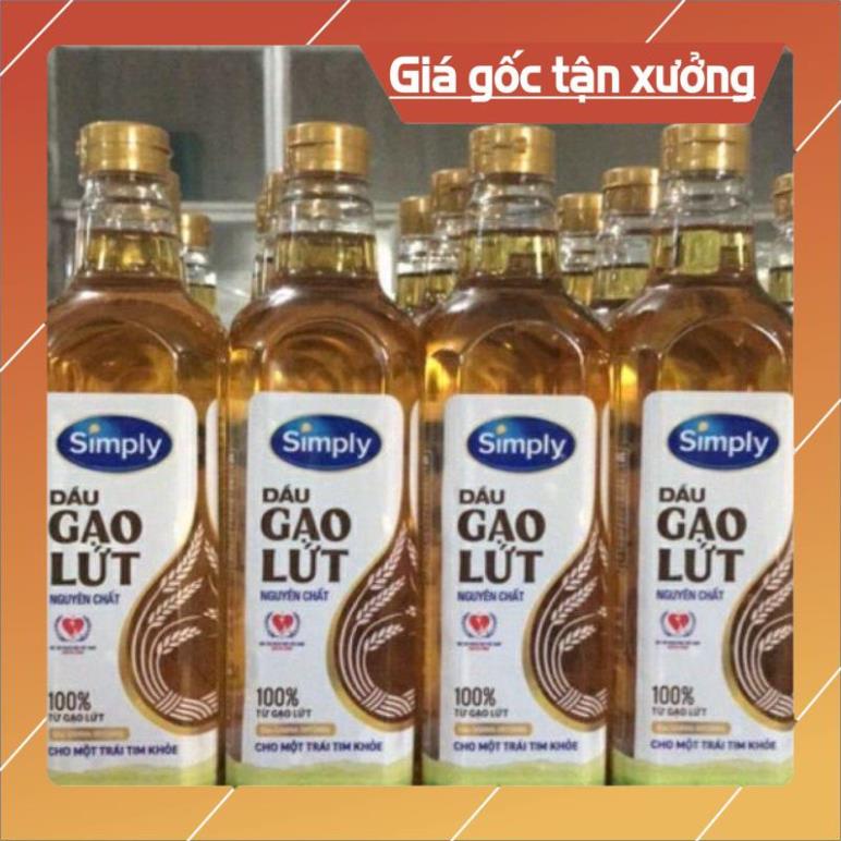 Dầu Ăn đậu nành nguyên chất Simply chai 1 Lít, gạo lứt chai 1 lít